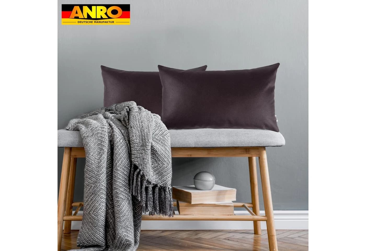 Kisska Dekokissen Kissenhülle KUMO atmungsaktive Kunstleder Leder-Optik Braun - Bild 4