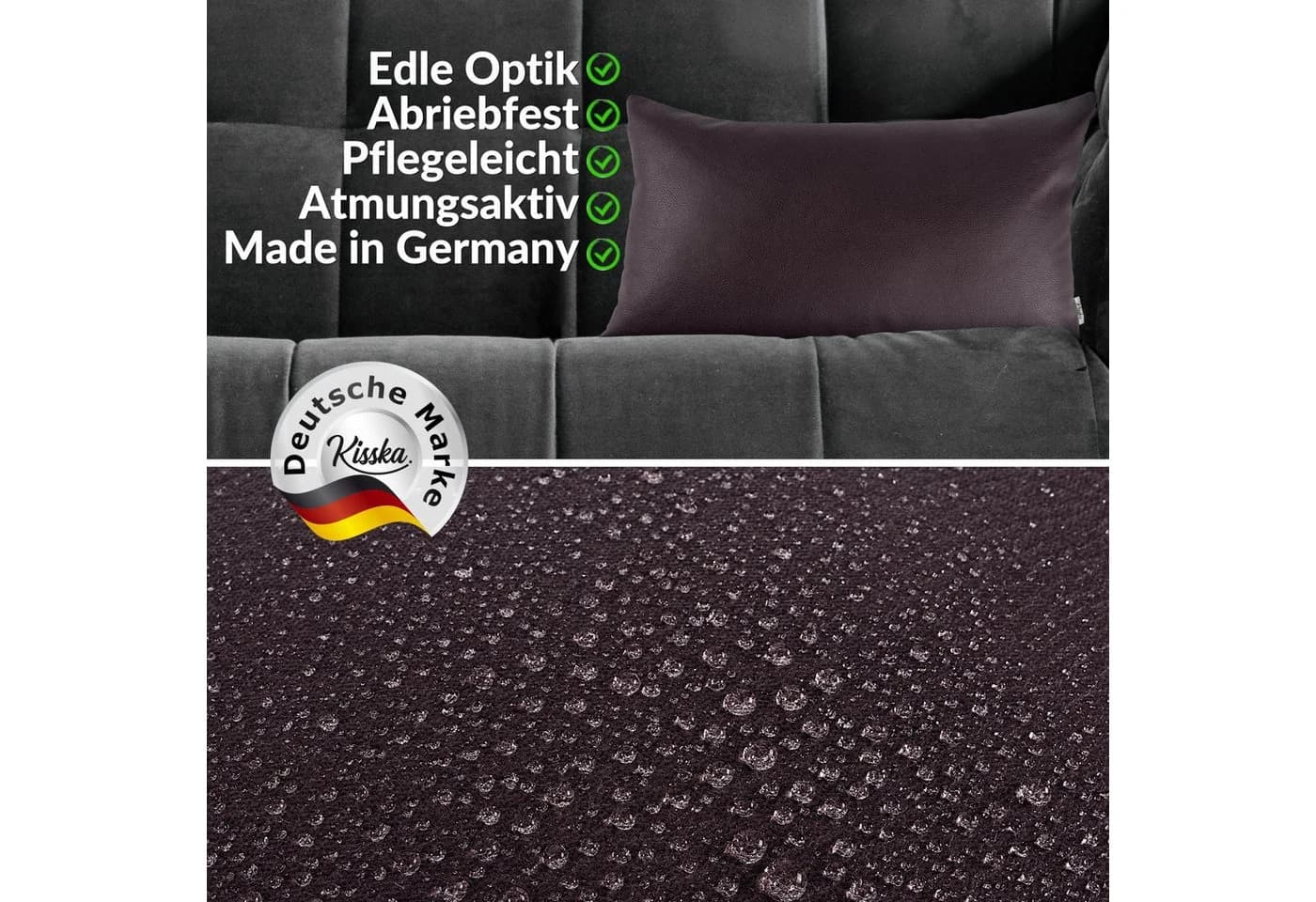 Kisska Dekokissen Kissenhülle KUMO atmungsaktive Kunstleder Leder-Optik Braun - Bild 5