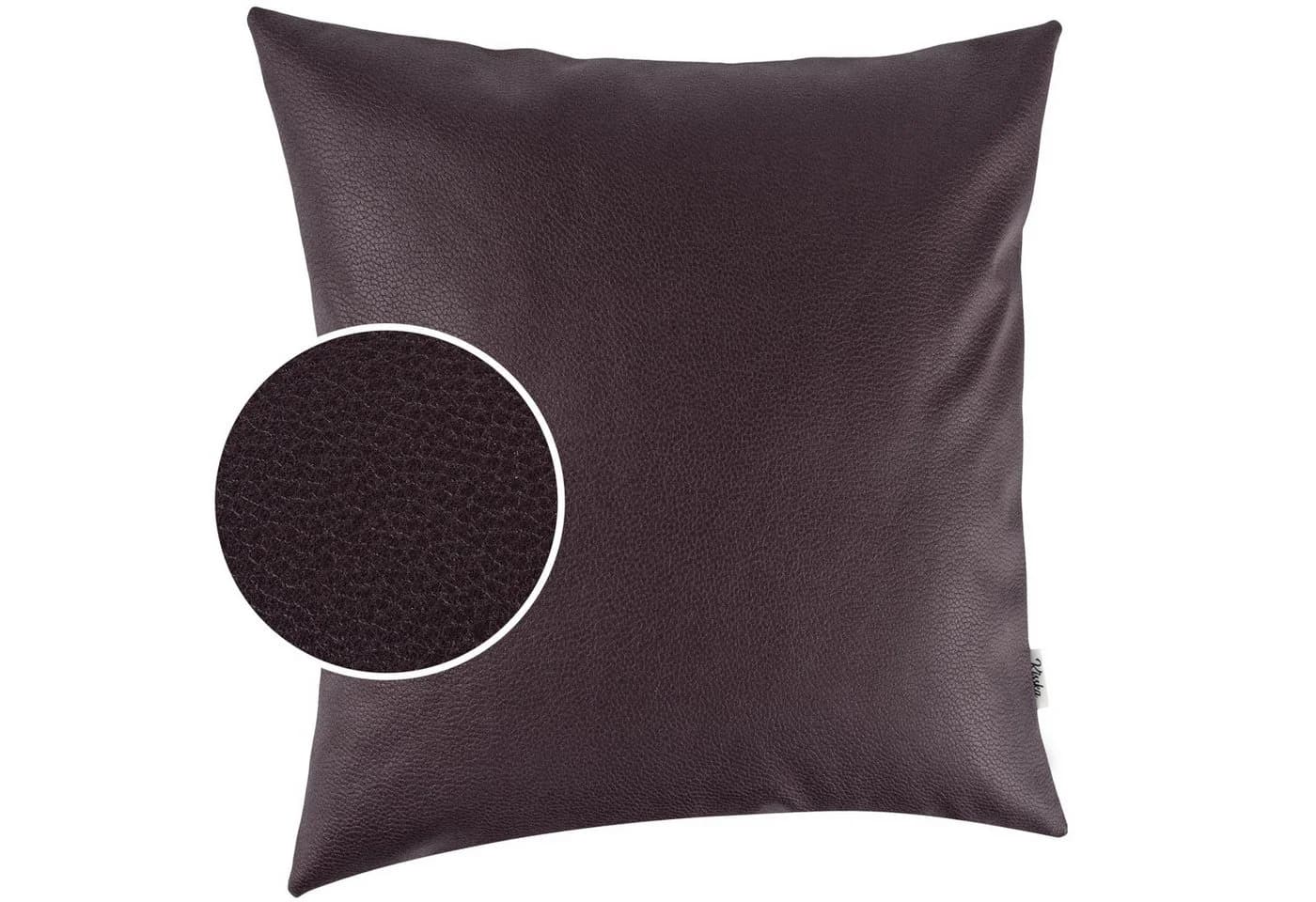 Kisska Dekokissen Kissenhülle KUMO atmungsaktive Kunstleder Leder-Optik UNI 40x40cm Braun - Bild 2