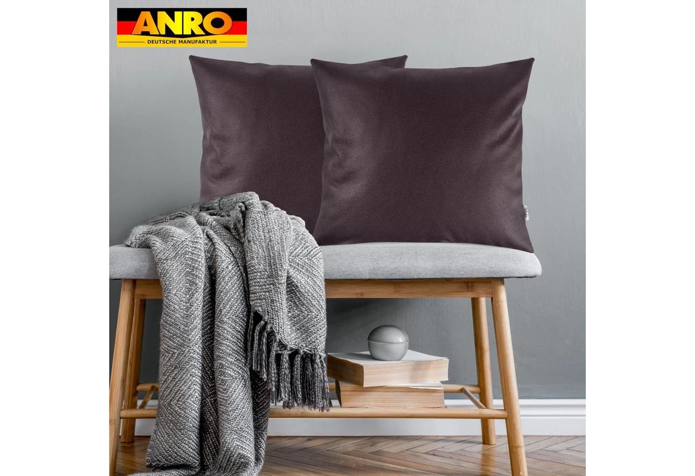 Kisska Dekokissen Kissenhülle KUMO atmungsaktive Kunstleder Leder-Optik UNI 40x40cm Braun - Bild 4