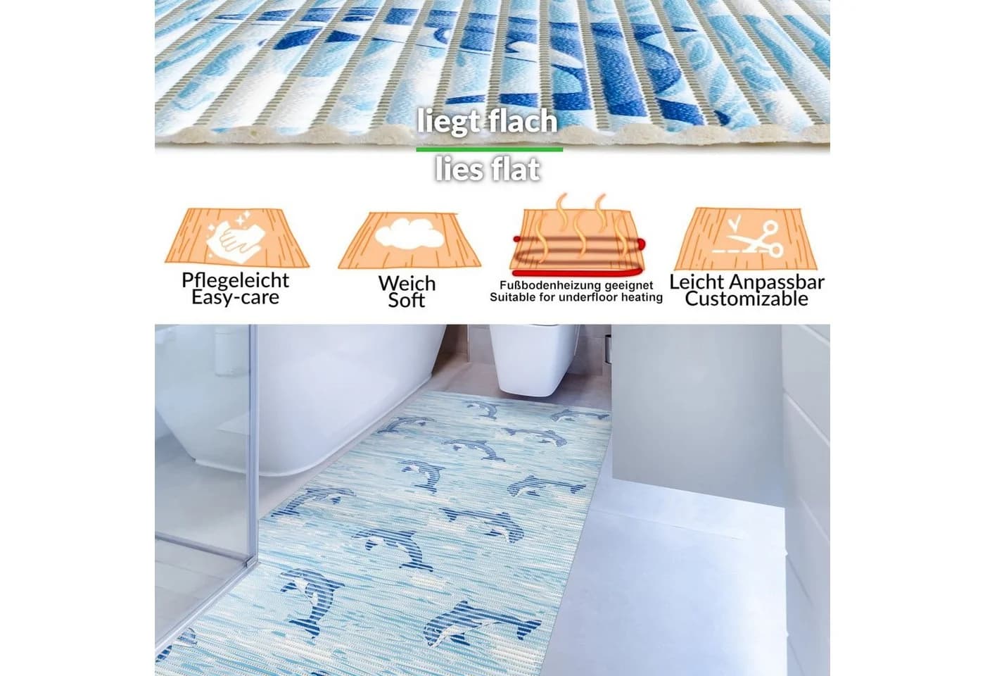 ANRO PVC-Weichschaum Badematte Rutschfest mit Drainage - Bild 4