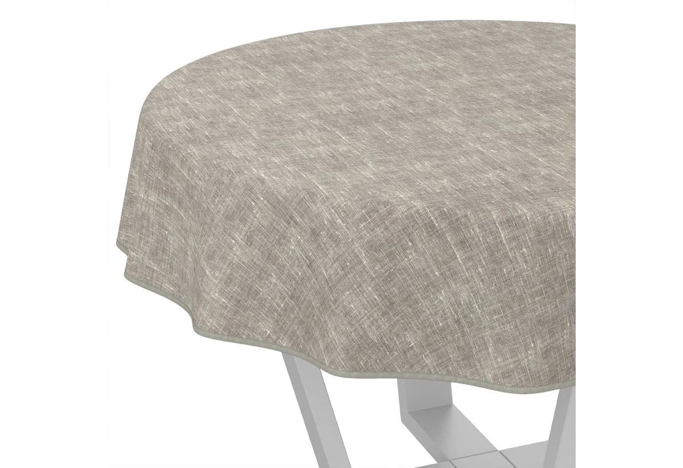 ANRO Tischdecke Alica Leinen Melliert Grau Rund 100cm - Bild 2