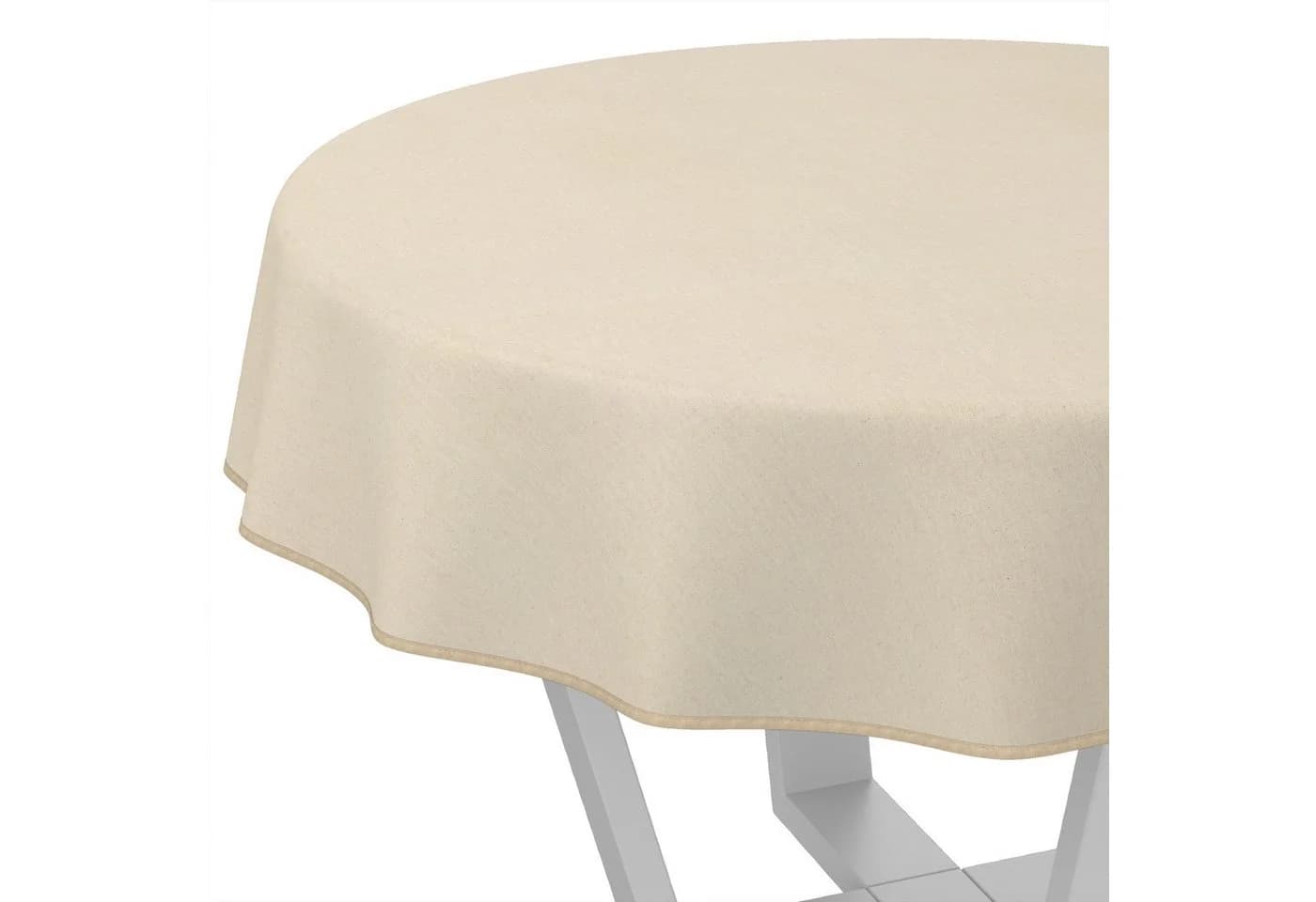 ANRO Tischdecke Alica Leinenoptik Melliert Creme Rund 100cm - Bild 2