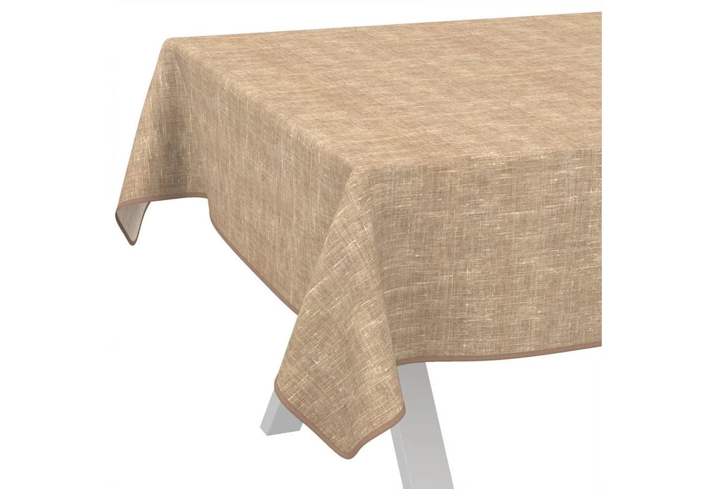 ANRO Tischdecke Alica Leinen Melliert Sandbraun wasserabweisend - Bild 2