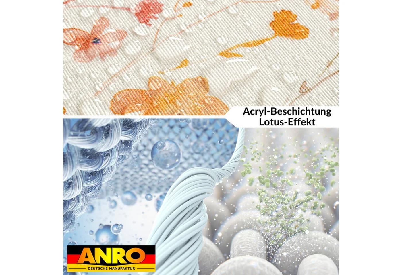 ANRO Tischdecke abwaschbar LANA Alessia-Wildblumen Orange-Beige - Bild 4