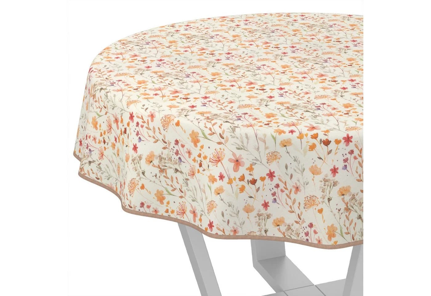 ANRO Tischdecke abwaschbar LANA Alessia-Wildblumen Orange-Beige - Bild 2