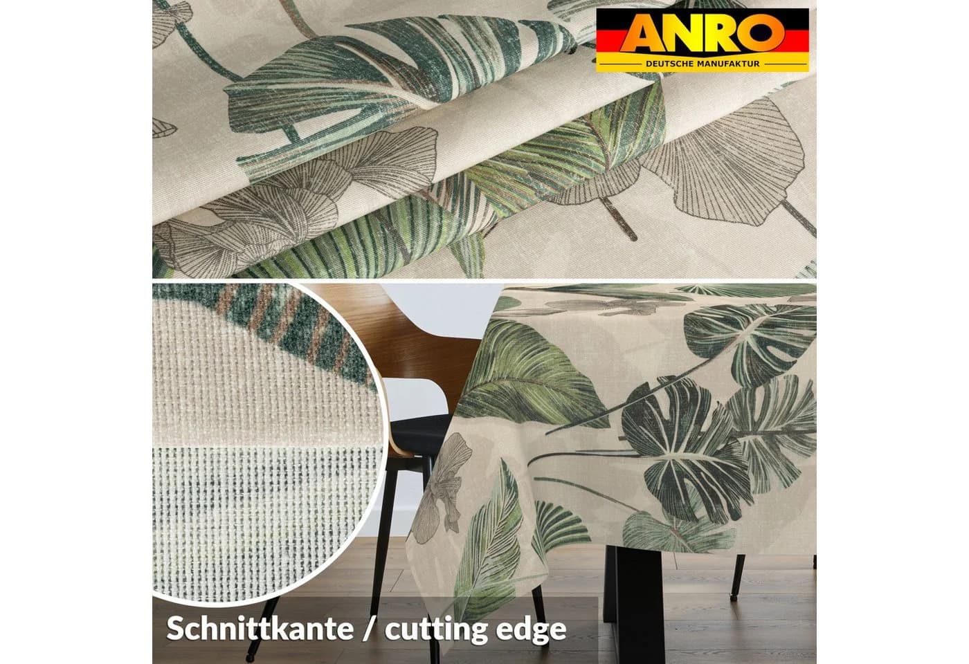 ANRO Tischdecke LANA Helena Wachstuch 2.0 Grün wasserabweisend - Bild 3