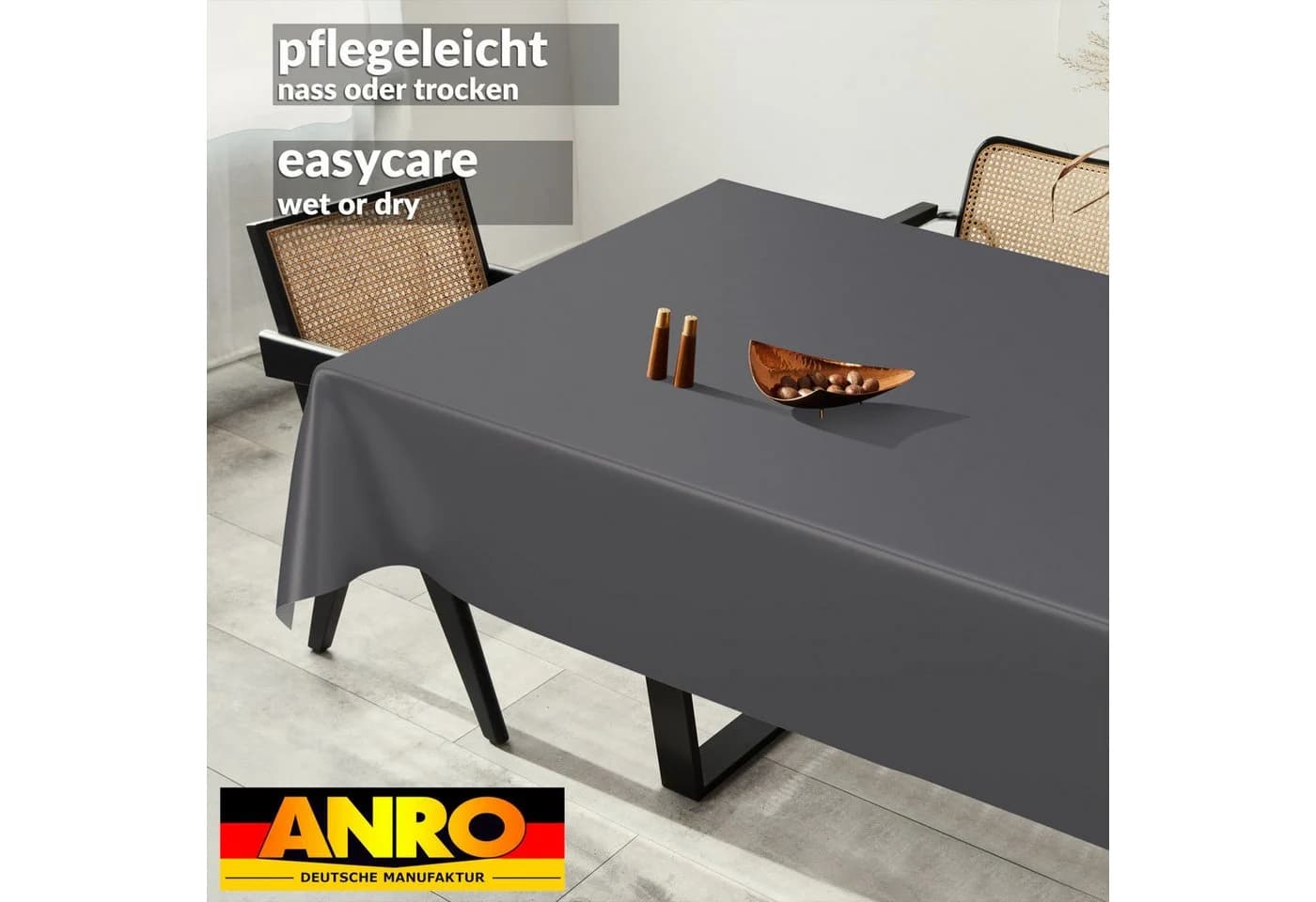 ANRO Tischdecke Anthrazit Abwaschbar Wasserdicht