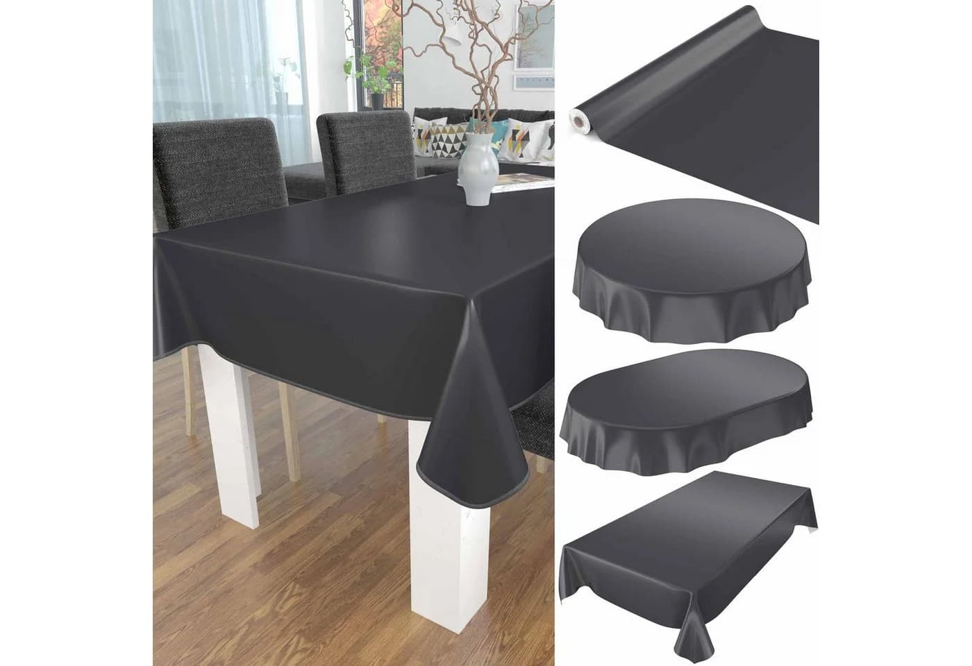 ANRO Tischdecke Anthrazit Abwaschbar Wasserdicht - Bild 5
