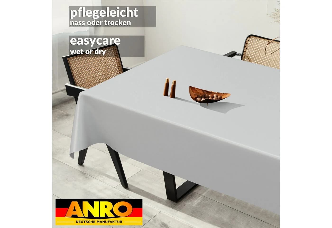 ANRO Tischdecke Weiß Abwaschbar Wasserdicht Kunststoff 140cm