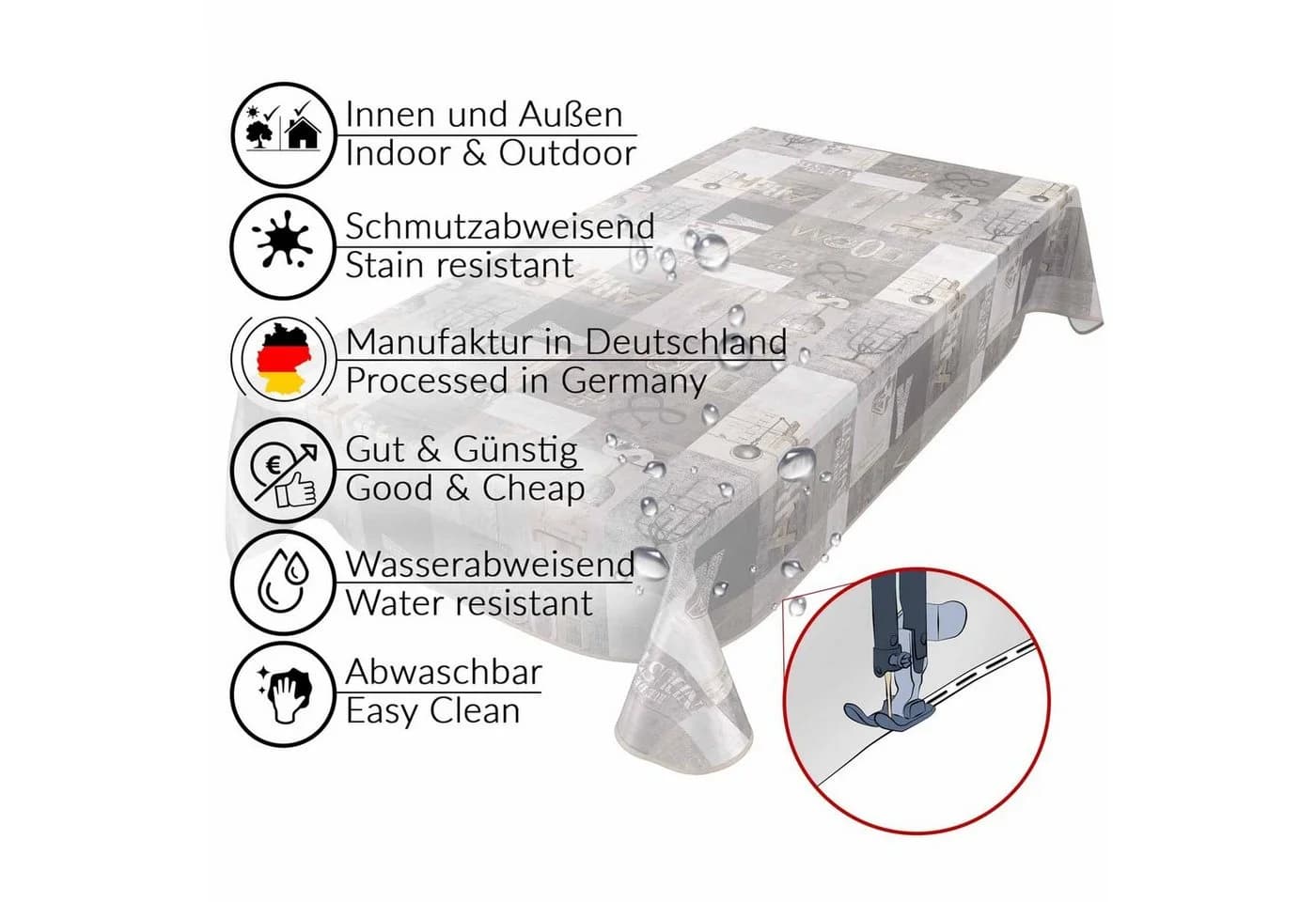 ANRO Tischdecke Wachstuch 2.0 abwaschbar 140x100cm - Bild 5