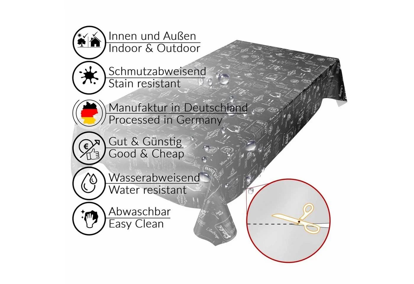 ANRO Wachstuchtischdecke Abwaschbar Wasserabweisend Vliesstoff - Bild 5