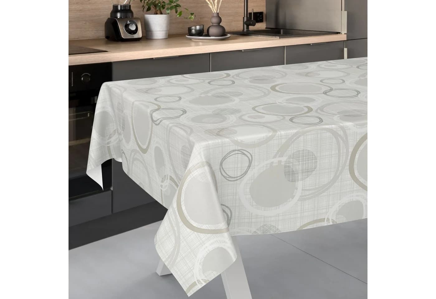ANRO Wachstuchtischdecke Grau 140x100cm wasserabweisend