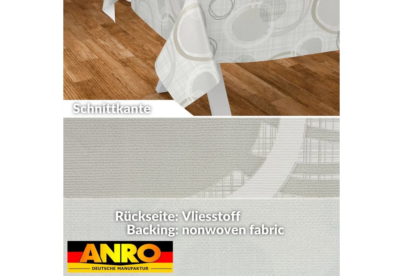 ANRO Wachstuchtischdecke Grau 140x100cm wasserabweisend - Bild 3