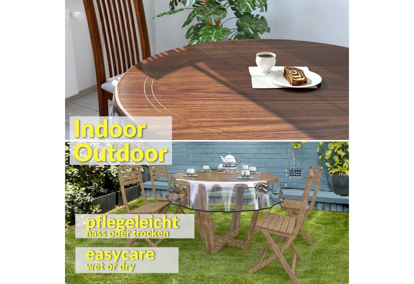 ANRO Tischdecke KLARA Transparent Abwaschbar Kunststoff Rund 100cm - Bild 5