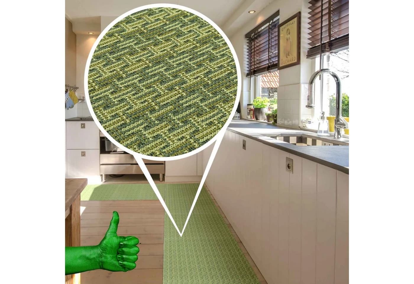 ANRO Küchenläufer ITACA Grün 3mm Höhe Rutschfest - Bild 4