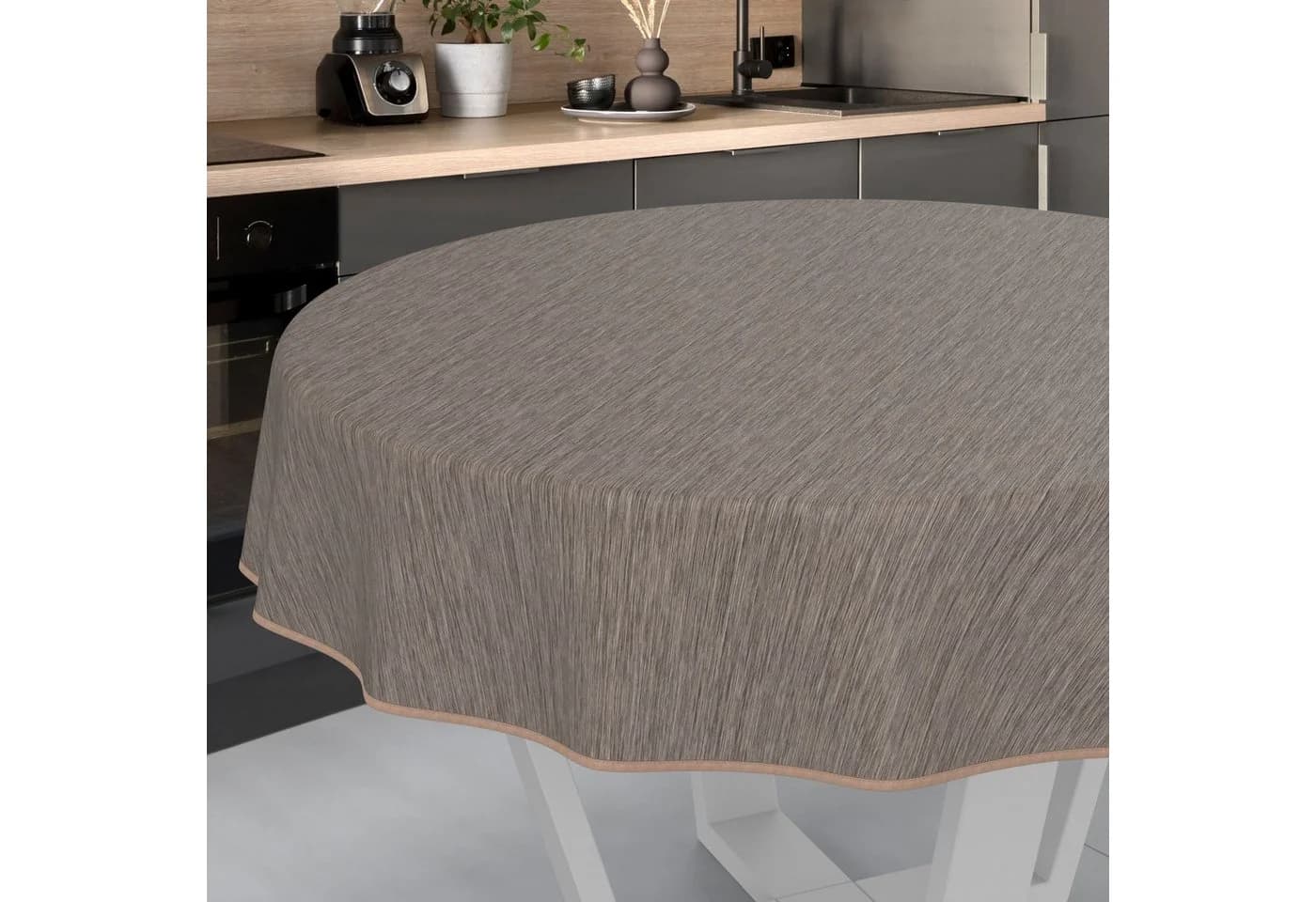 ANRO Wachstuchtischdecke Rund 100cm Braun Wasserabweisend
