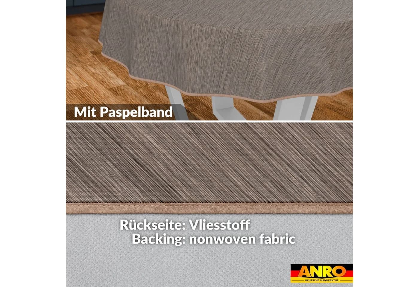 ANRO Wachstuchtischdecke Rund 100cm Braun Wasserabweisend - Bild 3