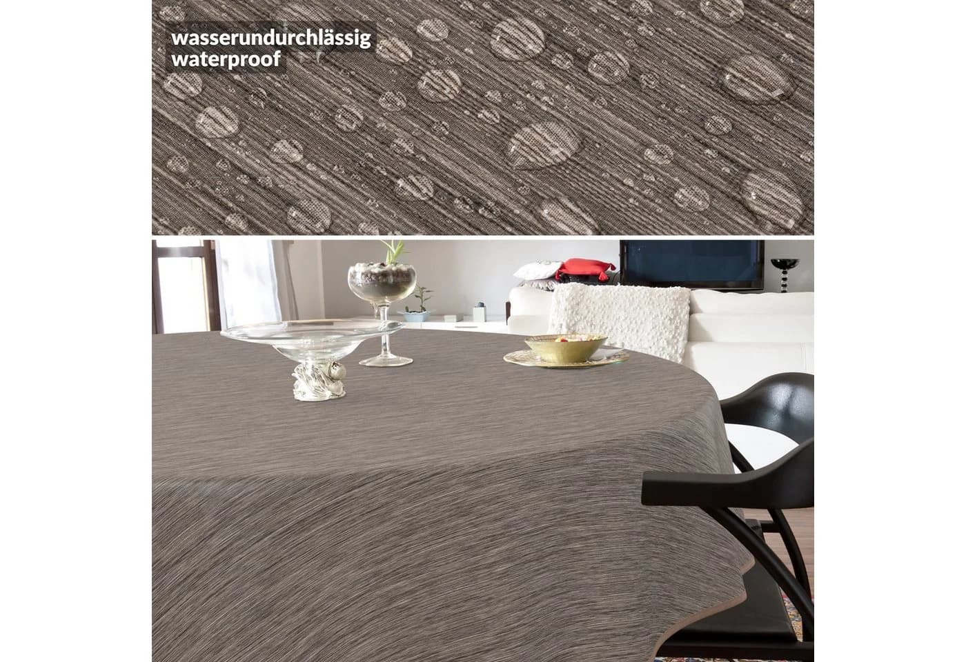 ANRO Wachstuchtischdecke Rund 100cm Braun Wasserabweisend - Bild 4