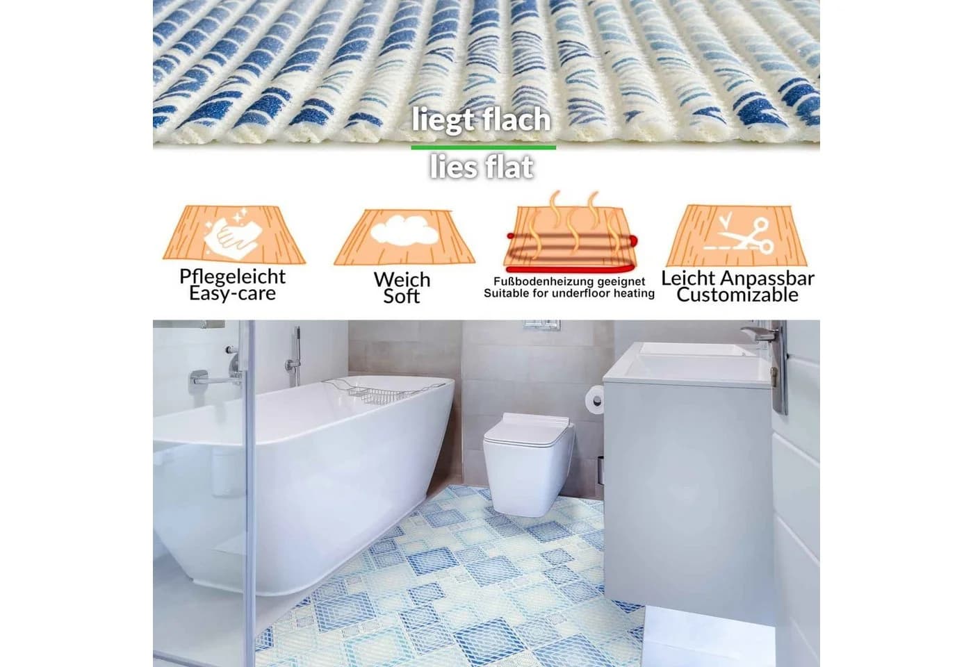 ANRO Badematte Weichschaum PVC rutschfest mit Drainage - Bild 4