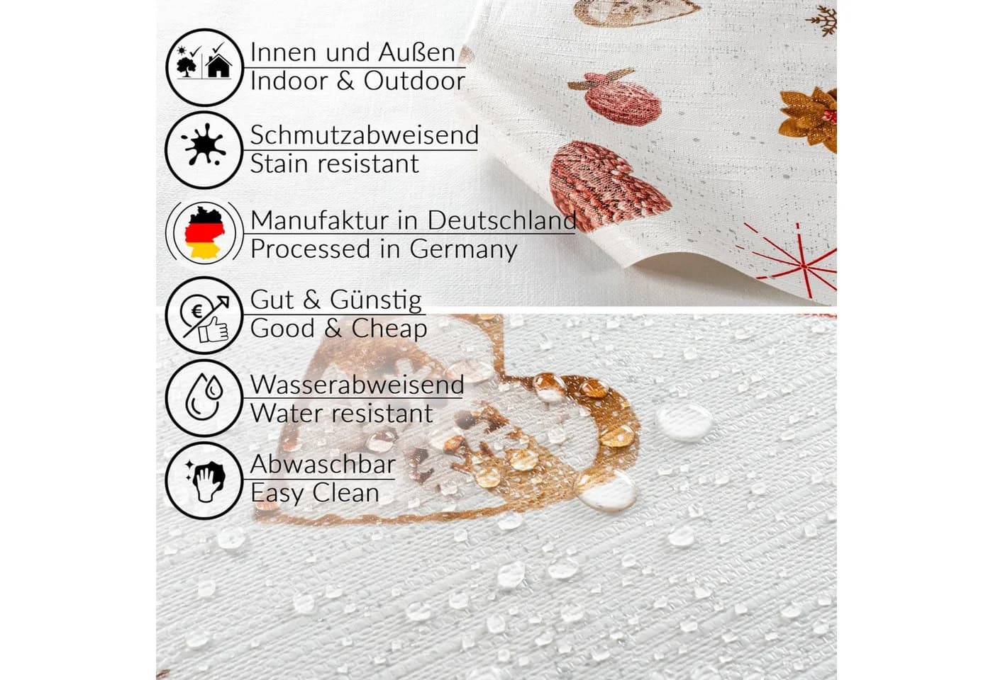 ANRO Wachstuchtischdecke Weiß wasserabweisend mit Saum - Bild 3