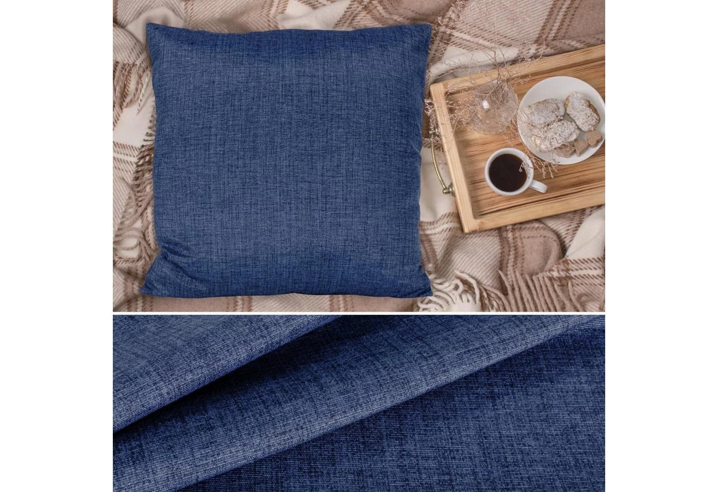 ANRO MrJack Kissenbezug Leinenoptik 40x40cm Jeansblau