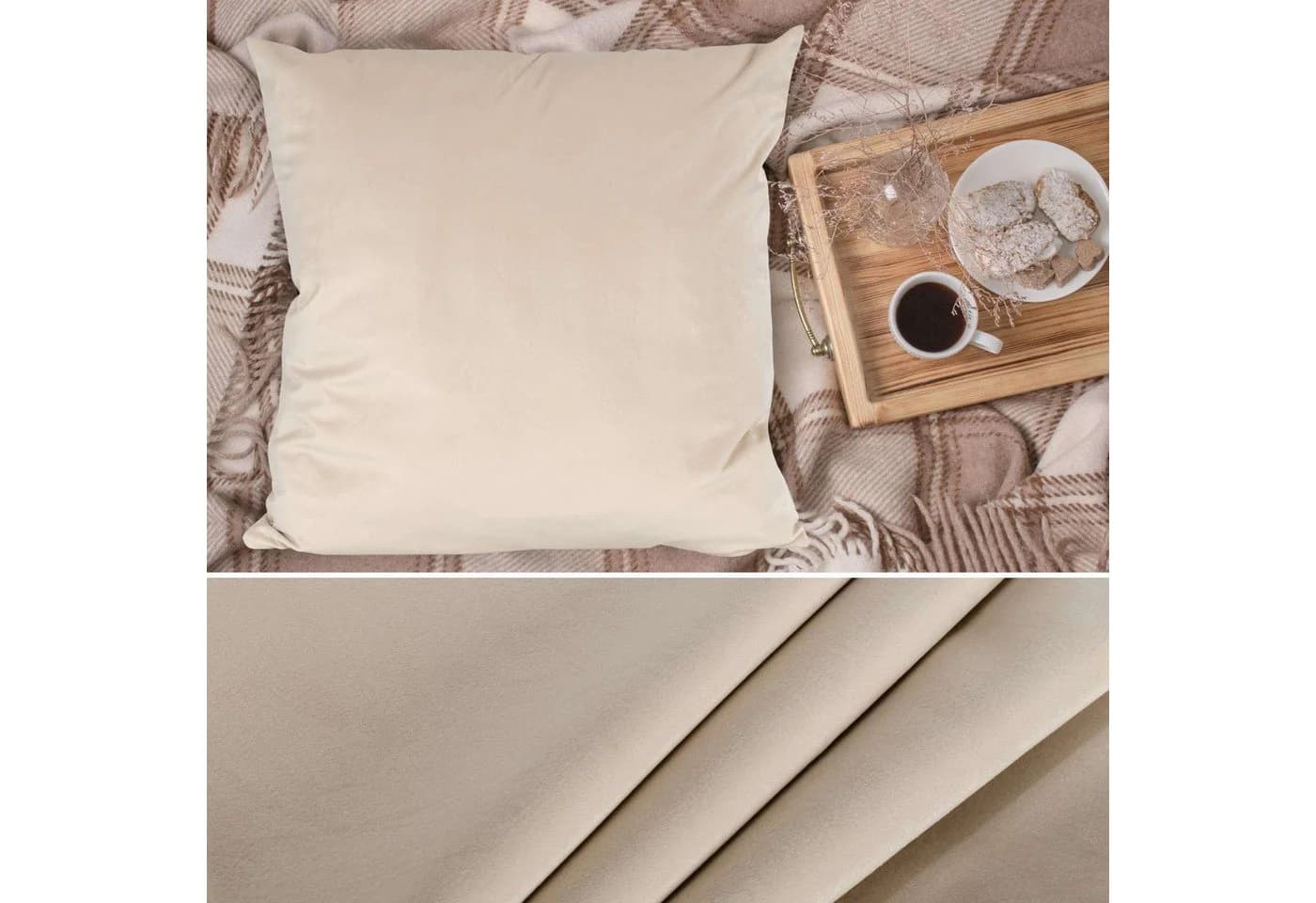 ANRO Samt Kissenbezug 40x40cm Beige Dekokissen ohne Füllung