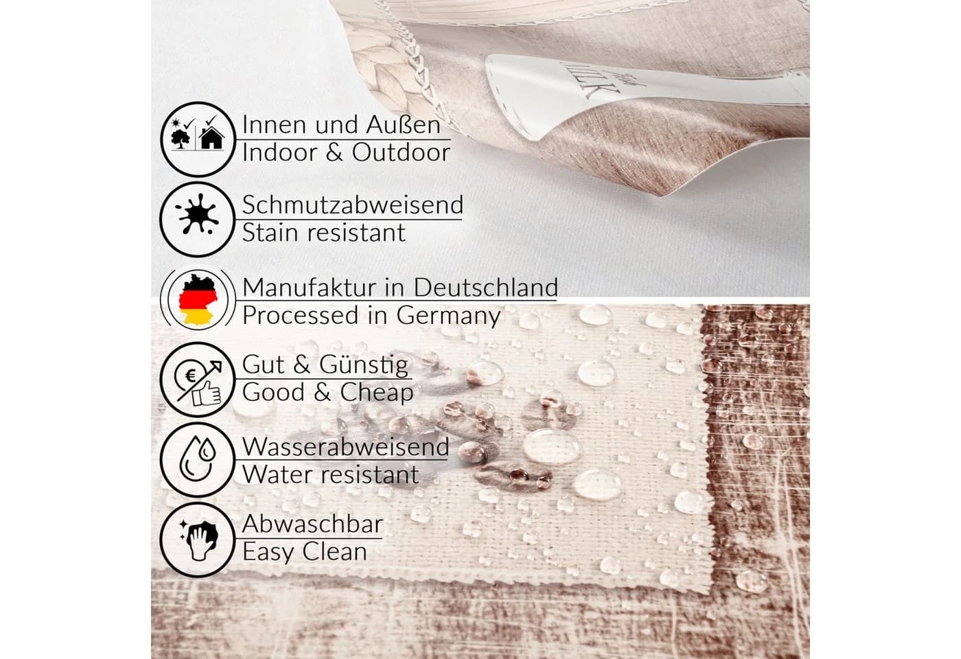 ANRO Wachstuchtischdecke Rund 100cm Wasserabweisend mit Saum - Bild 5