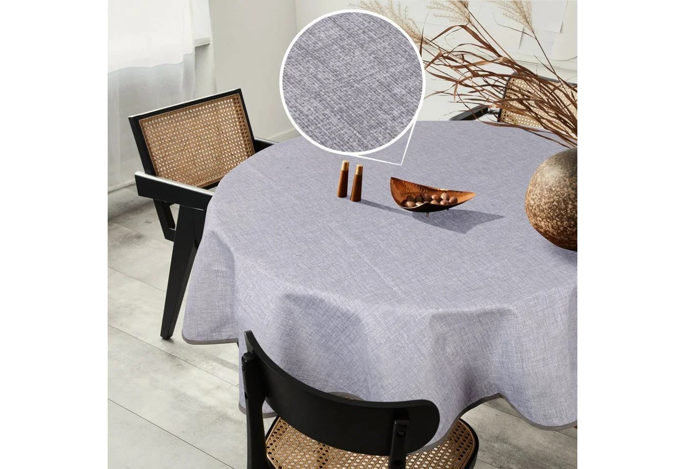 ANRO Tischdecke Textil mit Leinenmuster waschbar 155x155cm