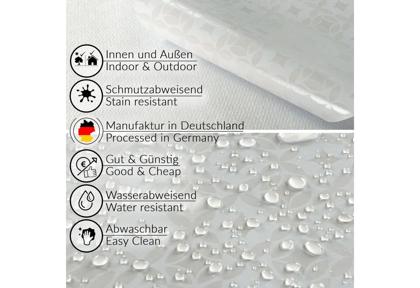 ANRO Wachstuchtischdecke MIMOSA 140x100cm Weiß Wasserabweisend - Bild 5