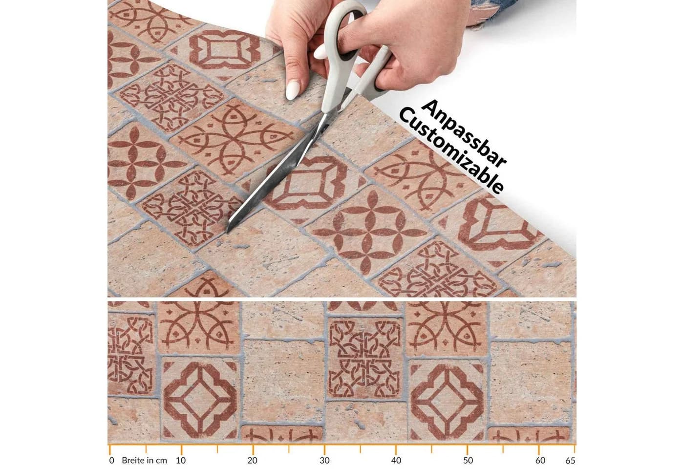ANRO Küchenläufer RANNA Hochwertig Küchenteppich Textil Eckig 100x65cm Fliesen Mosaik Braun - Bild 5