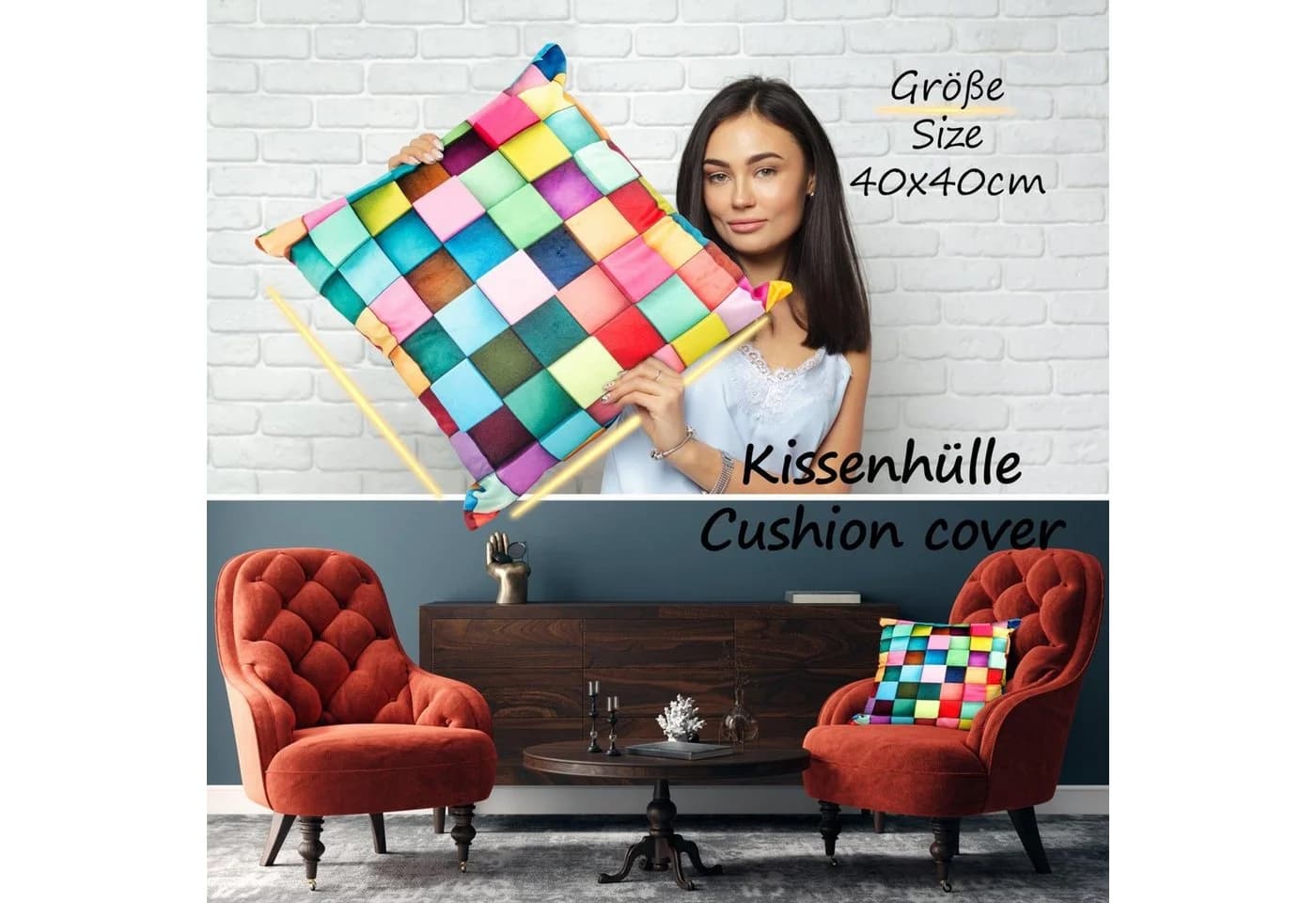 ANRO Dekokissen Velours Kissenbezug Microfaser-Flanell Bunt - Bild 4