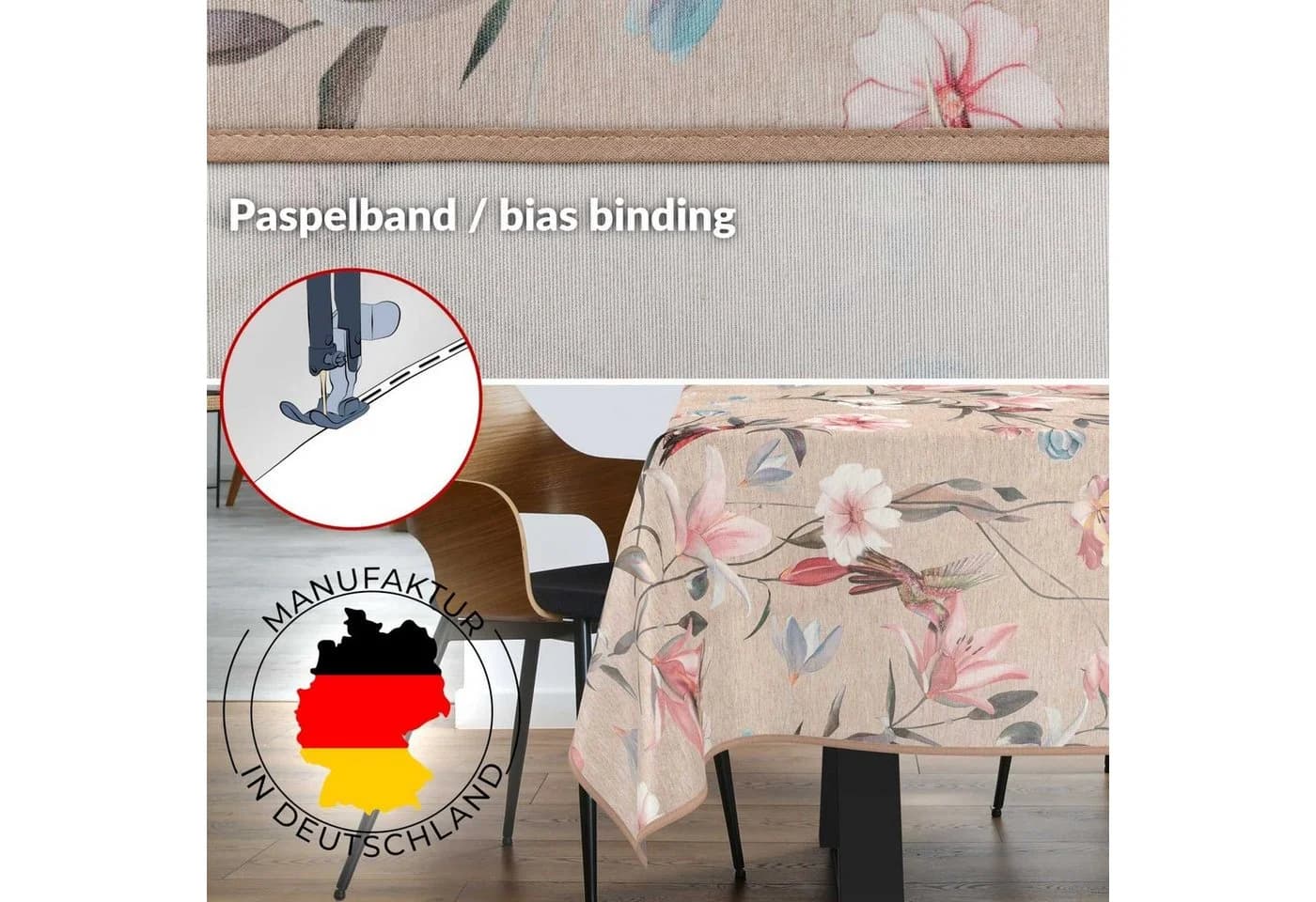ANRO Tischdecke Stoff Blumen Rosa Beige Wasserabweisend - Bild 3