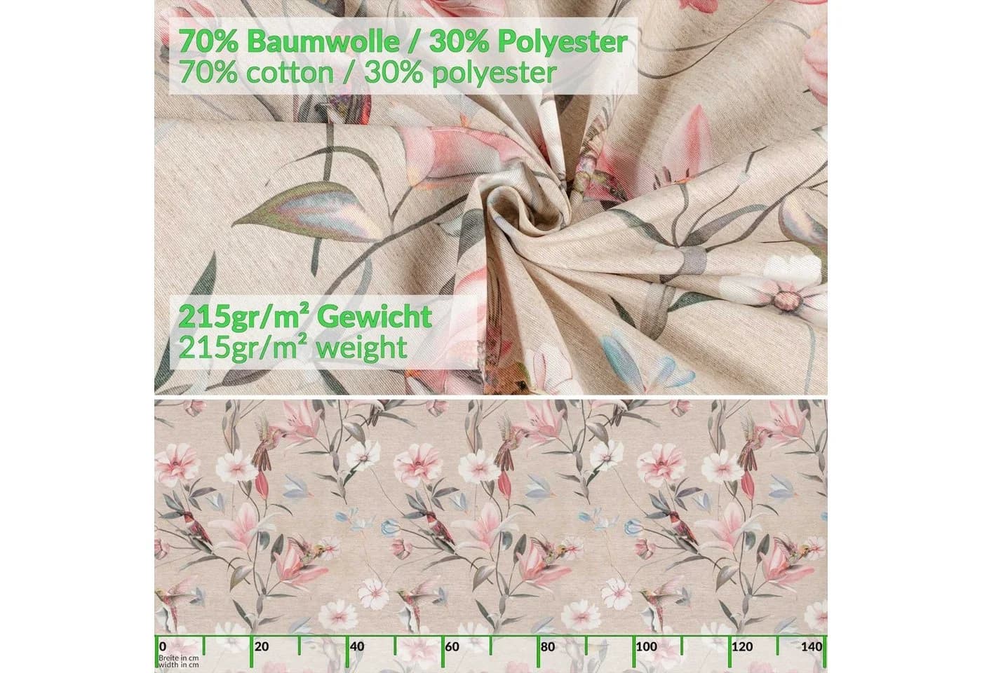 ANRO Tischdecke Beige/Rosa Blumenmuster wasserabweisend - Bild 5