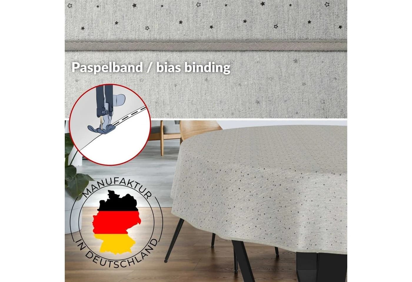 ANRO Tischdecke beschichtete Baumwolle Aquarell-Motive Grau - Bild 3
