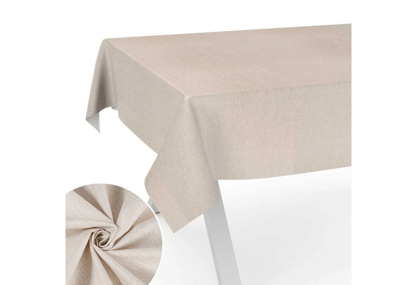 ANRO Tischdecke Beige-Grau Uni wasserabweisend Stoff - Bild 2