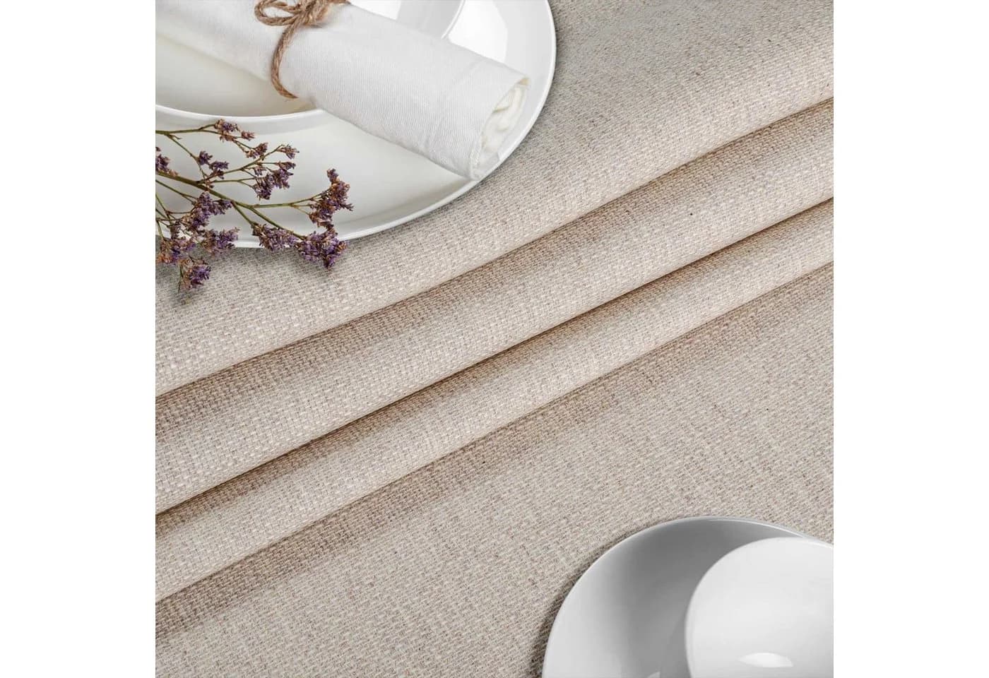 ANRO Tischdecke Beige-Grau Uni wasserabweisend Stoff - Bild 4