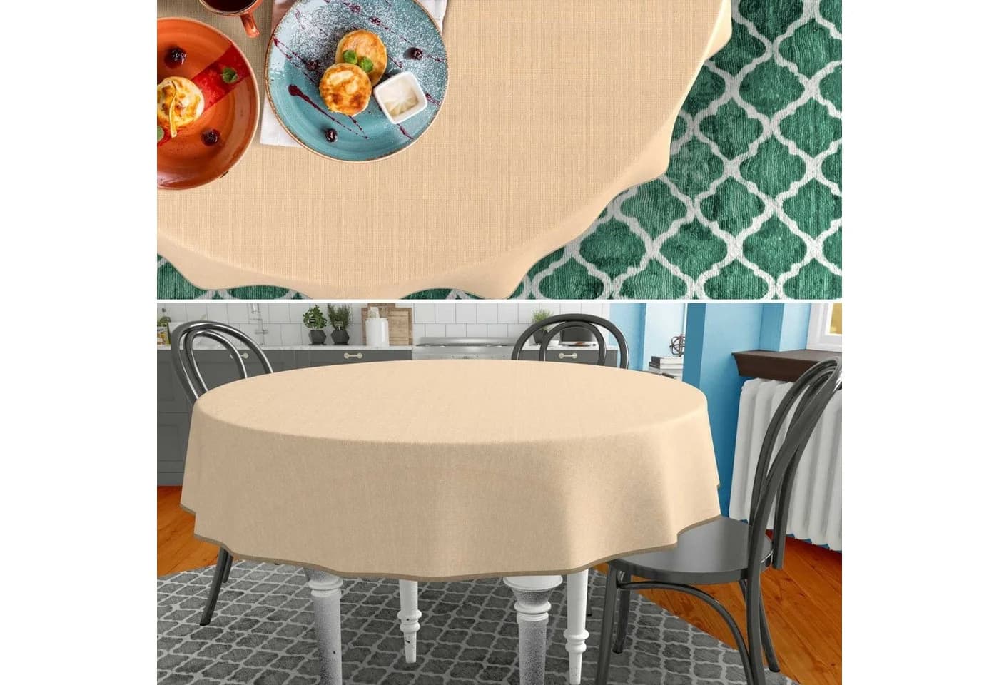 ANRO Tischdecke Uni Beige Wasserabweisend