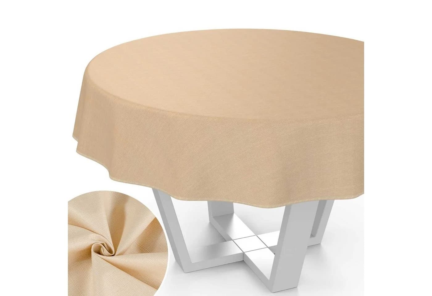 ANRO Tischdecke Uni Beige Wasserabweisend - Bild 2