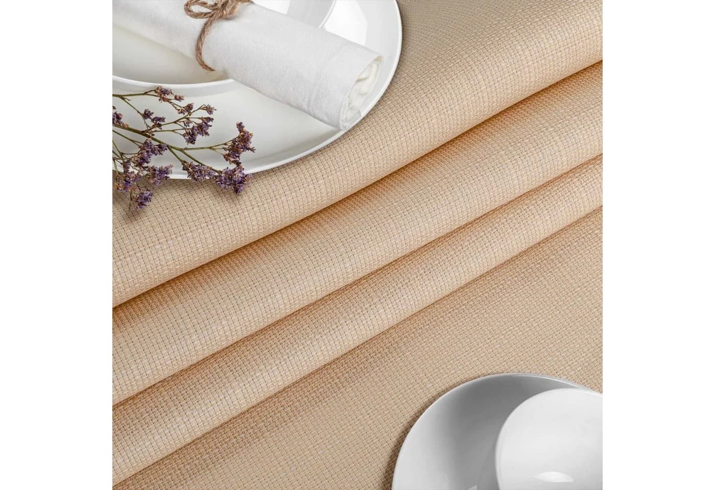 ANRO Tischdecke Uni Beige Wasserabweisend - Bild 4