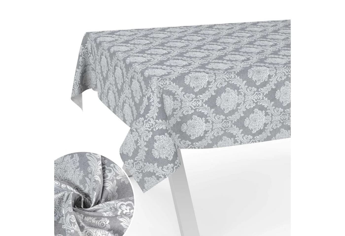 ANRO Tischdecke Stoff UNI Beige/Grau wasserabweisend - Bild 2