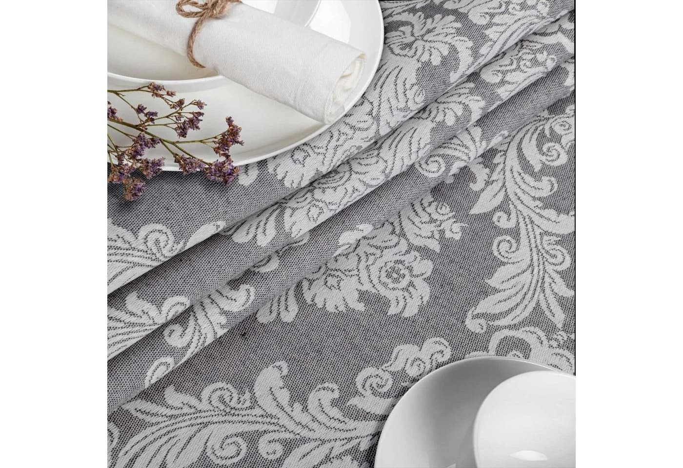 ANRO Tischdecke Stoff UNI Beige/Grau wasserabweisend - Bild 4
