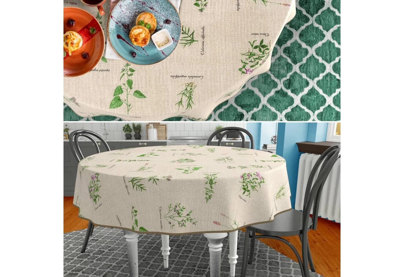 ANRO Tischdecke Beige Botanik mit Schutzbeschichtung