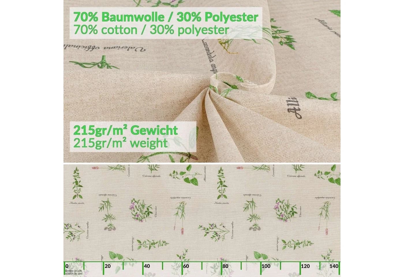 ANRO Tischdecke Beige Botanik mit Schutzbeschichtung - Bild 5