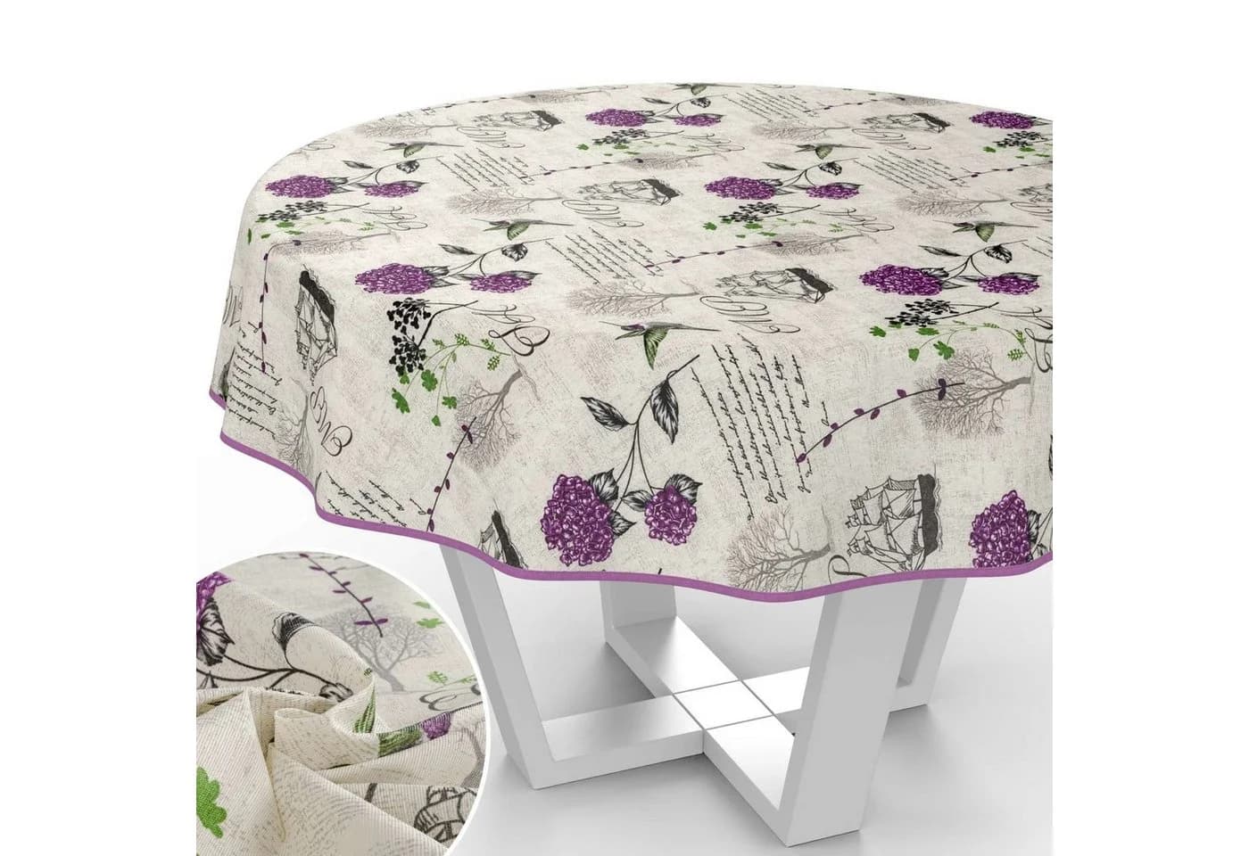 ANRO Tischdecke mit Blumen Botanik aus Stoff Tischwäsche mit Beschichtung - Bild 2