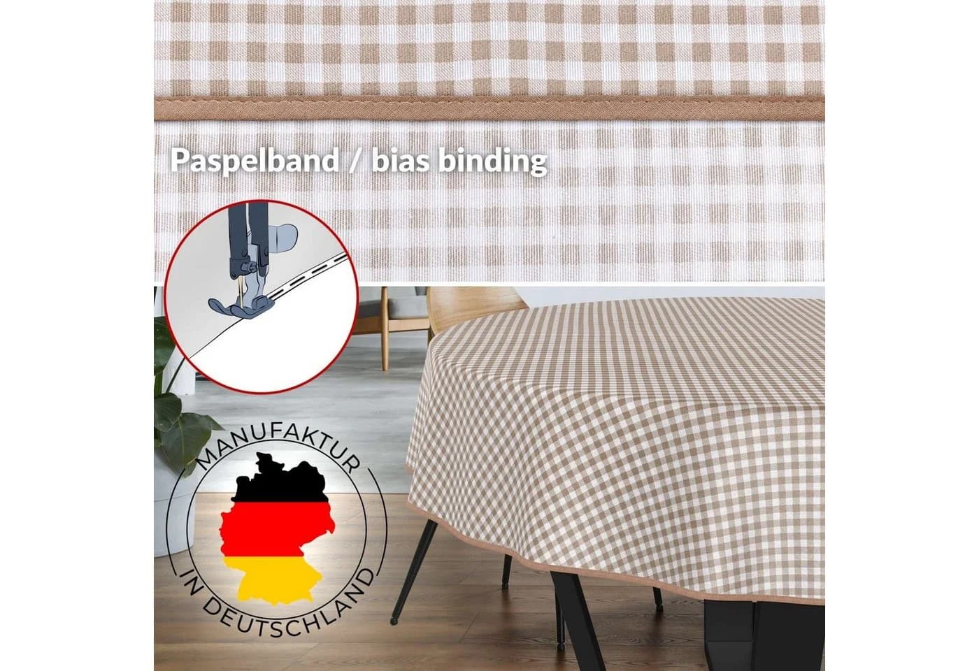 ANRO Tischdecke Braun Karo wasserabweisend - Bild 3