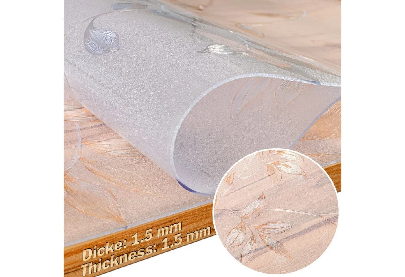 ANRO Tischdecke FLOKY Blatt mattiert einseitig 1,5mm Tisch Schutzfolie Geruchsneutral - Bild 3