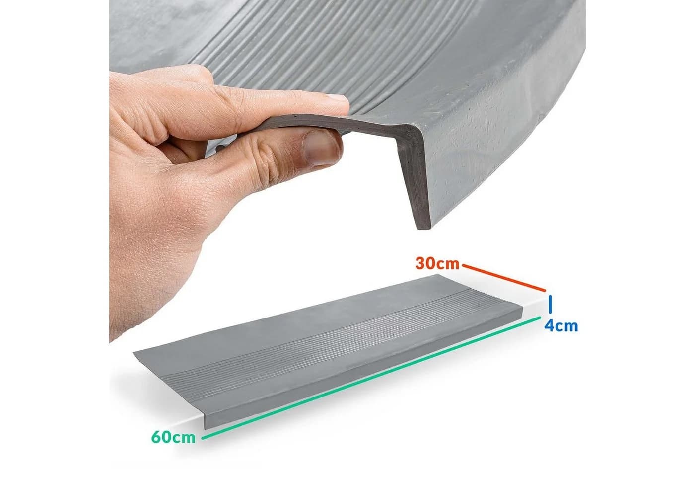 ANRO Stufenmatte Gummi Rutschfest Grau 30x60cm - Bild 3