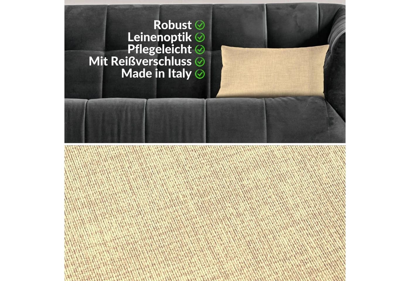 ANRO Dekokissen MrJack Kissenbezug Leinenoptik Uni Weißgrau