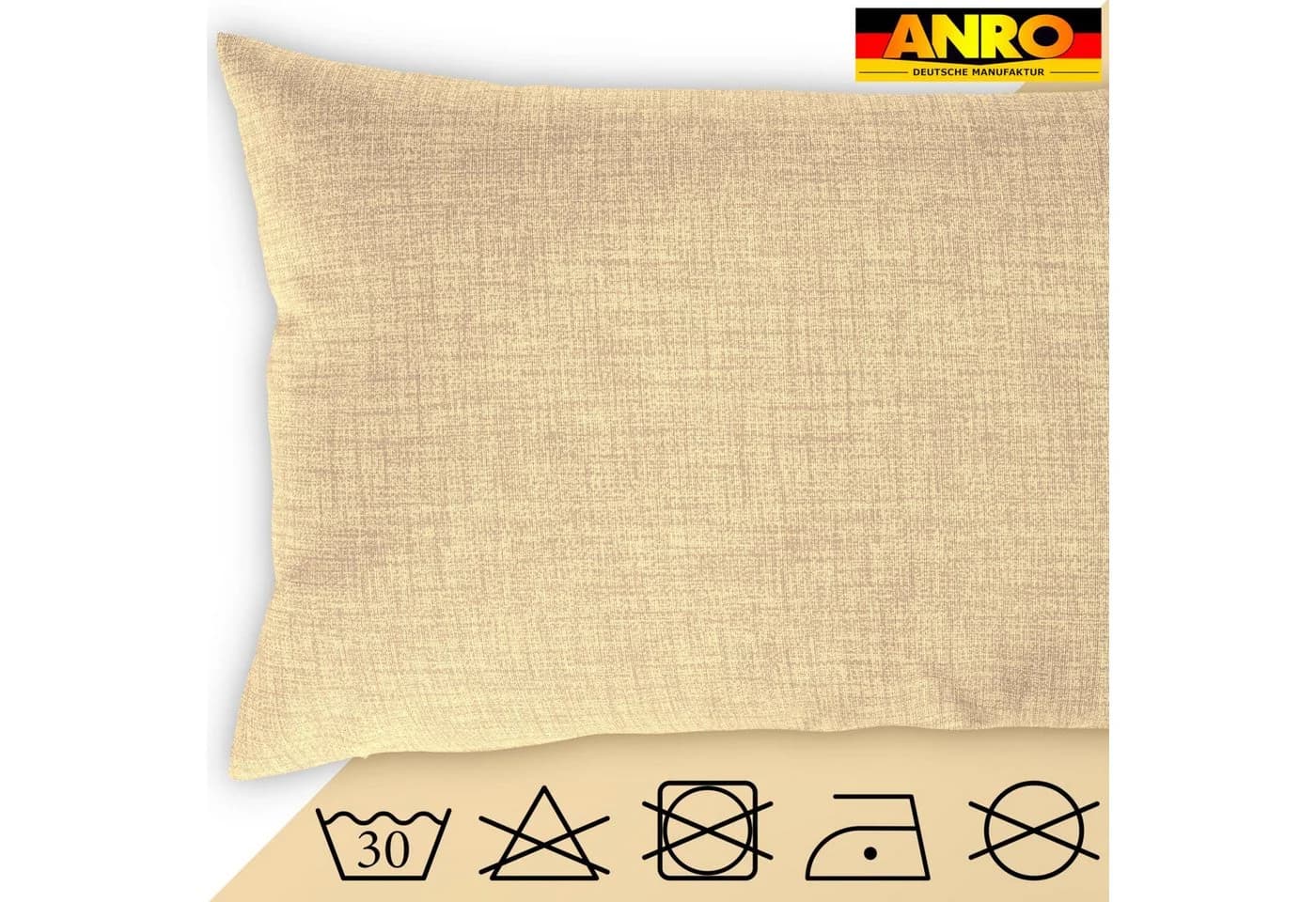 ANRO Dekokissen MrJack Kissenbezug Leinenoptik Uni Weißgrau - Bild 5